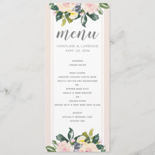 Rubor floral de primavera   Tarjeta de menú Boda