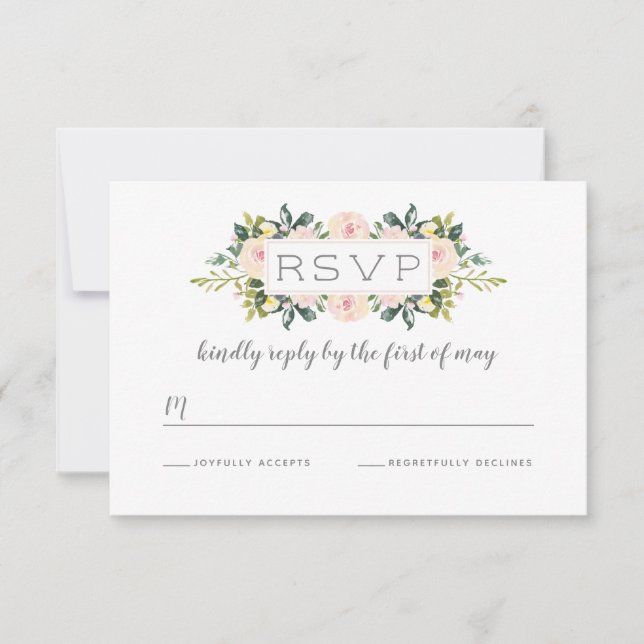 Rubor floral de primavera | Tarjeta RSVP de boda (Anverso)