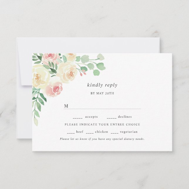Rubor Floral Greenery entres elige rsvp de boda (Anverso)