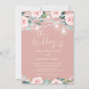 Rubor Floral Leaf String Light Invitación a la bod