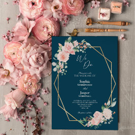 Rubor Floral Navy Simple Hacemos Invitación Matrim