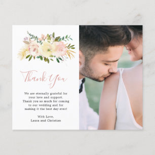 Rubor Floral Photo Budget Boda Gracias Tarjeta