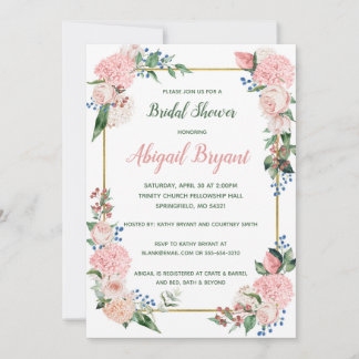 Rubor Floral Shower o invitación de fiesta