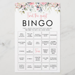 Rubor Floral   Tarjeta de Juego de Bingo para Enco