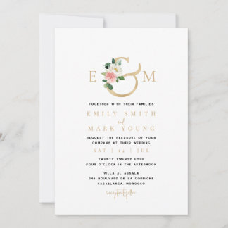 Rubor Florals & Gold, Invitación a la boda monográ