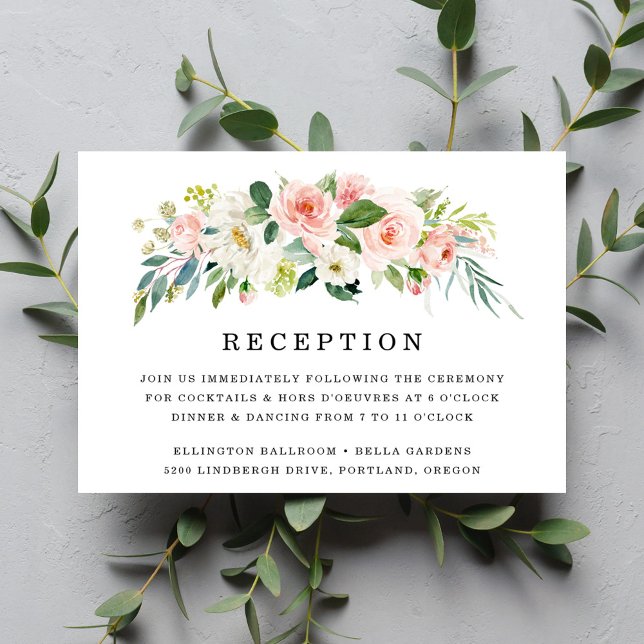 Rubor Florals | Tarjeta de recepción de bodas (Subido por el creador)