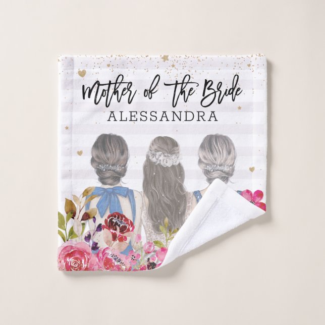 Rubor Flores Purpurinas de oro Madre de la novia (Toallita)