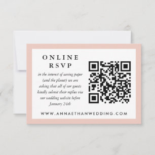Rubor Frame Boda código QR Tarjeta RSVP en línea