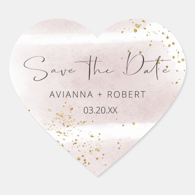 Rubor Gold Save the Date Heart Sello para sobres (Anverso)