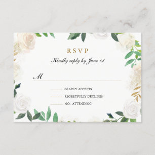 Rubor Gold Watercolor Wreath Wedding RSVP