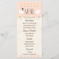 Rubor Love Birds Dove Boda Menu