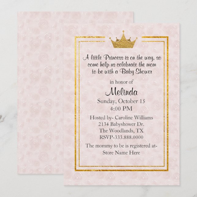 Rubor pálido con invitación a Baby Shower de la Co (Anverso / Reverso)