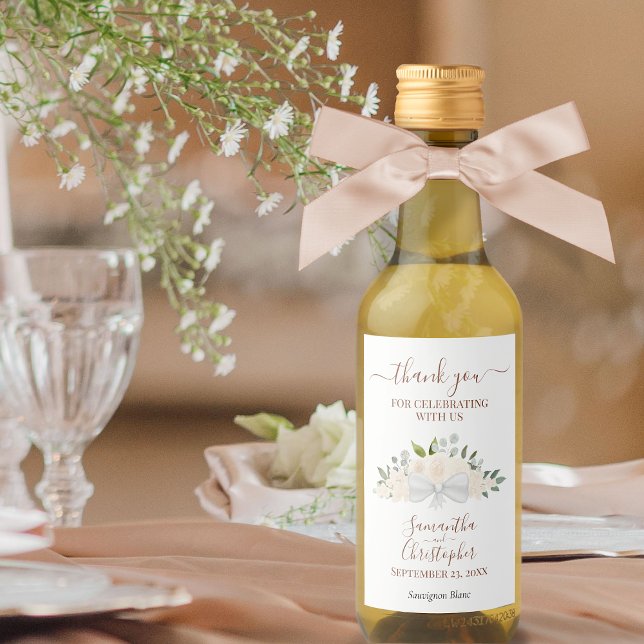 Rubor Peach Floral Elegant Wedding Gracias Mini (Subido por el creador)