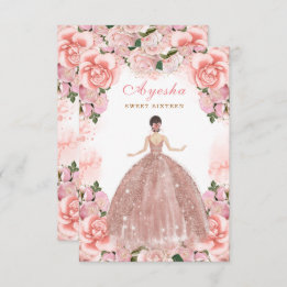 Rubor Peach Sweet Dieciséis tarjetas de invitación