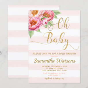 Rubor Peony Floral Oh Chica de invitación Baby Sho