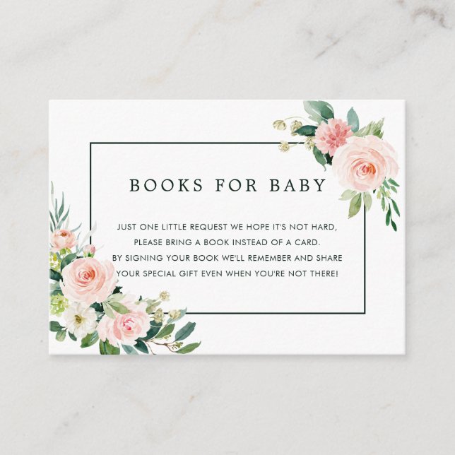 Rubor Pink Bloom Book Request Baby Shower Tarjetas (Anverso)