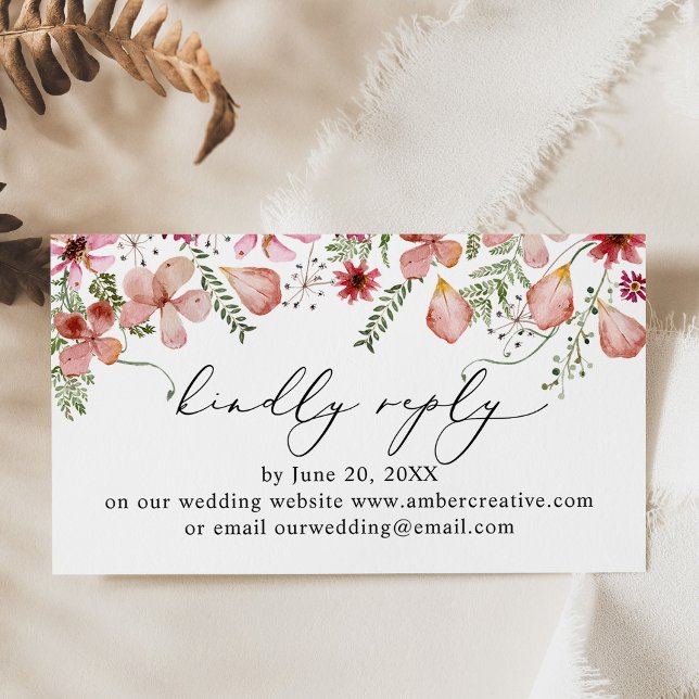 Rubor Pink Boda Sitio Web RSVP Tarjeta de Gabinete (Subido por el creador)