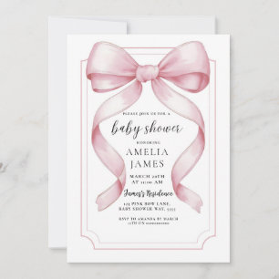 Rubor Pink Bow Baby Shower Invitación editable