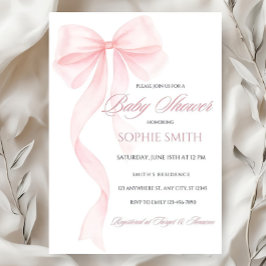 Rubor Pink Bow Baby Shower Invitación editable