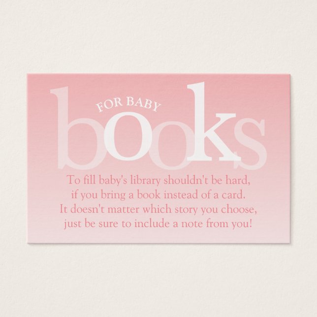 Rubor Pink Bring a Book Baby Shower Card (Anverso)