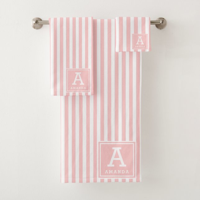 Rubor Pink Cabana Stripes Iniciales Monogramadas (In situ)