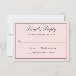 Rubor Pink Classic Simple Elegant Wedding RSVP