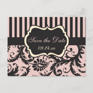 Rubor Pink, Cream, Gray Damask Guardar la tarjeta 