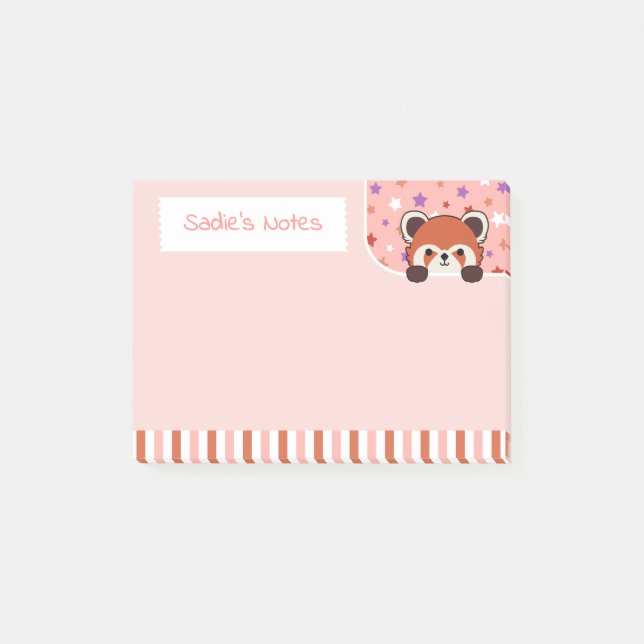 Rubor Pink Cute Red Panda Peekabo Tus Notas (Anverso)