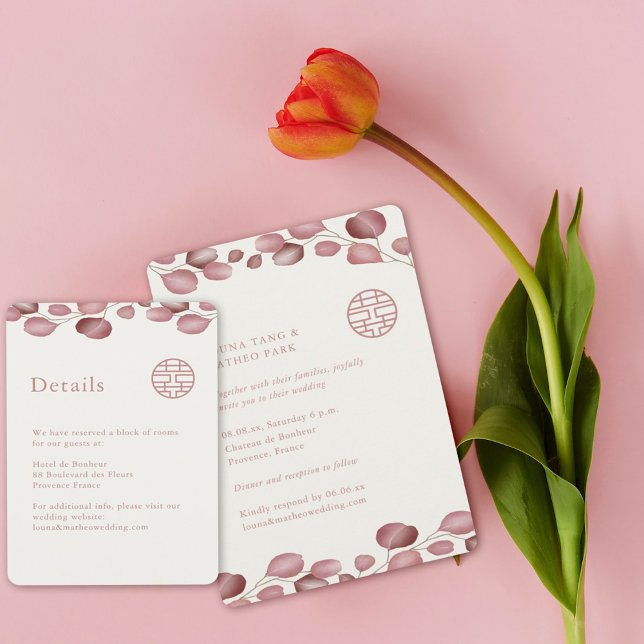 Rubor Pink deja tarjeta de detalle de doble felici (Subido por el creador)