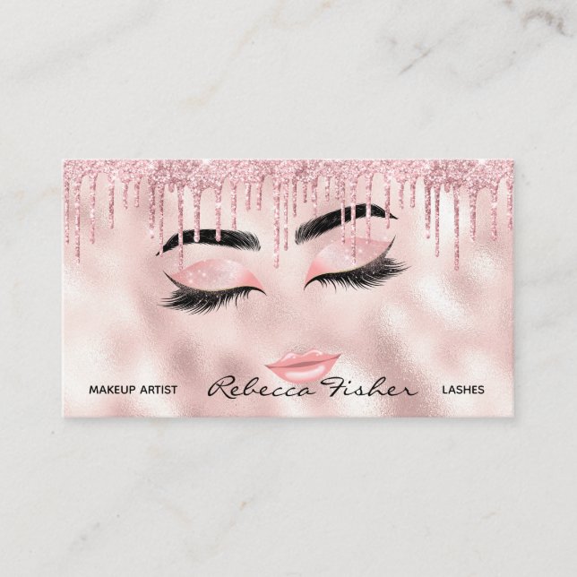 Rubor Pink Drip Encende Tarjeta de Cita de Belleza (Anverso)