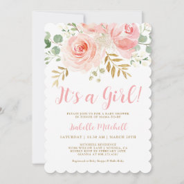 Rubor Pink "¡Es un Chica!" Invitación de Baby Show
