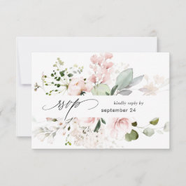 Rubor Pink Floral & Eucalyptus w Meal RSVP Card 2