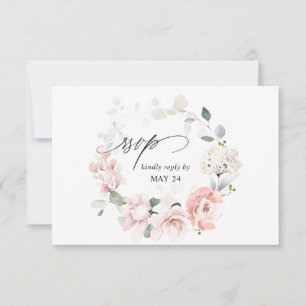 Rubor Pink Floral & Eucalyptus w Meal RSVP Card 3