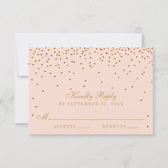 Rubor Pink & Gold Confetti Wedding RSVP (Anverso)