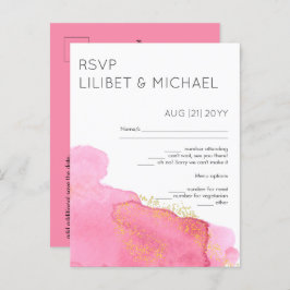 Rubor Pink Gold Modern Wedn RSVP con menú