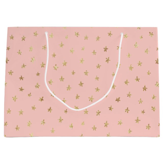Rubor Pink Gold Star Pattern FFCEC Bolsa de regalo (Anverso)