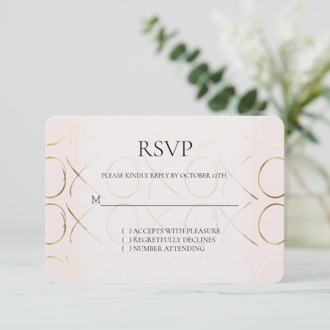 Rubor Pink Gold XOXO Love Wedding RSVP (Anverso de pie)
