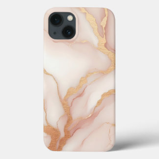 Rubor Pink Marble iPhone 13 Funda con venas de oro