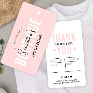 Rubor Pink Modern Clothing Boutique Price Hang Tag