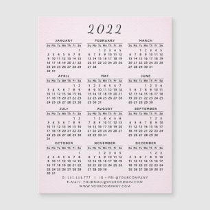 Rubor Pink Modern de Calendar Magnet Business 2022