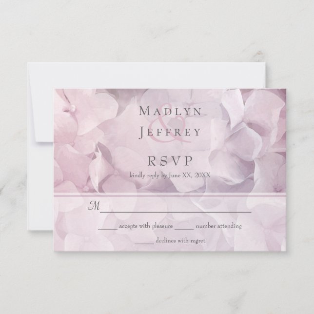 Rubor Pink Purple Hydrangea Floral Wedding RSVP (Anverso)