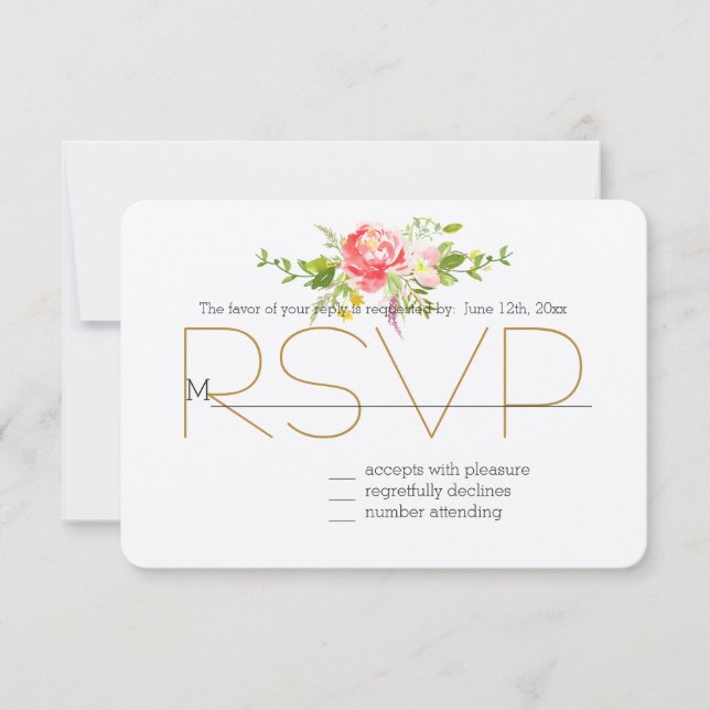Rubor Pink Red Floral RSVP (Anverso)