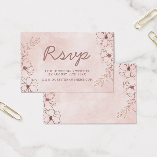 Rubor Pink & Rosa Gold Website RSVP Insertar tarje (Oficina)