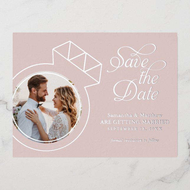 Rubor Pink Wedding Save the Date Invitaciones (Anverso)