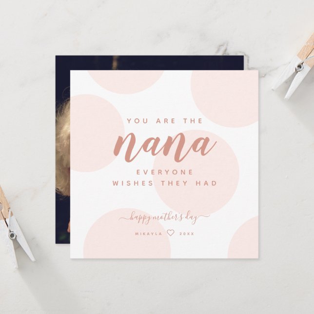 Rubor Polka Dot Día de la Madre para tarjeta fotog (Anverso/Reverso In Situ)