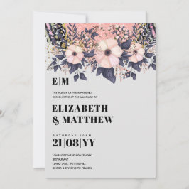 Rubor Rosa Azul Polvoriento Rosado Floral Eleganci