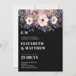 Rubor Rosa Azul Polvoriento Rosado Floral Eleganci