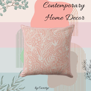 Rubor rosa contemporáneo con Cojín decorativo blan