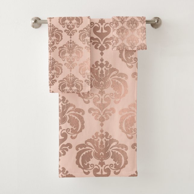 Rubor Rosa Oro Rosado Glam Damask Moderno (In situ)
