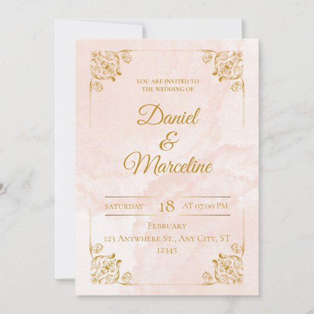 Rubor Royale: Una invitación a una boda de oro (Anverso)